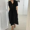 Party Dresses Women's Summer Long Shirt Dress Drawstring Waistline Metal Buttons Simple A-line Midi Sundress