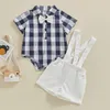 Kledingsets Baby Boy Zomeroutfit Korte mouw Bowtie Shirts Romper Jarretel Shorts Set Baby 2 stuks Herenkleding