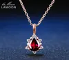 LAMOON 925 Sterling Silver Necklace Teardrop Garnet Pyrope Gemstone Pendant 18K Rose Gold Plated Fine Jewelry LMNI024 2106215118431