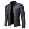 PU casual jaqueta de couro dos homens primavera outono casaco motocicleta motociclista fino ajuste outwear masculino preto azul roupas plus size S-3XL 240131