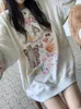 Sweats à capuche pour femmes ADAgirl Kawaii Cat Print Sweat à capuche Femmes Cutecore Sweat-shirt à manches longues American Retro E-girl Kitten Angel Graphic Alt Vêtements