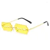 Sunglasses Festival Rimless Rectangle Women Personality Trend Unique Razor Blade Funny Sun Glasses Catwalk Party Hip Hop Eyewear