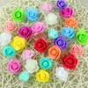 Dekorativa blommor 20st 3cm blå pe rose huvud skum konstgjord blomma bukett flerfärgad bröllop dekoration scrapbooking falsk