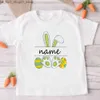 T-Shirts Özel Adı Paskalya Kids T-Shirt Kişiselleştirilmiş Tavşan Türü Gömlek Kız Kızlar Kıyafetleri Çocuklar Day Günü Hediye Tee Çocuk Gömlek Q240218