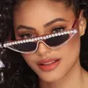 Sonnenbrille Retro Dreieck Cat Eye Frauen Flat Top Kleiner Rahmen Weibliche Shades Trend Desigenr Diamond Inlay Sonnenbrille