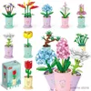 Blocchi Building Block Bouquet Modello 3D Giocattolo Lucky Mini Flowers Assemblaggio fai da te Mattoni Decorazione della casa Pianta in vaso Giocattolo educativo per bambini Regalo