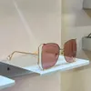 Übergroße Metall-Mode-Perlen-Sonnenbrille, Gold-Rosa-Gläser, 0252, Damen-Sonnenbrille, Sonnenbrille, Gafas de Sol, UV400-Brille mit Box