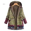 Trenchs de femmes manteaux feuilles imprimé floral manteau chaud femmes hiver à manches longues veste à capuche moelleux fourrure polaire confortable fermeture éclair vêtements d'extérieur S-5XL