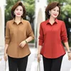 Blouses pour femmes mode femme couleur unie manches longues chemises printemps automne hauts amples mère d'âge moyen mince vêtements féminins