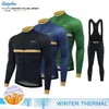 Hiver thermique polaire à manches longues cyclisme maillot ensemble bavoir pantalon Ropa Ciclismo vélo vêtements vtt vélo hommes vêtements costume 240131