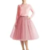 Saias vestido de baile bolo rosa tule 2024 streetwear saia plissada dançando mulheres comprimento médio festa feminina