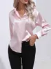 Frühling Sommer Satin Hemd Frauen Langarm-shirt Damen Blusen Lose Button Up Shirts Für Frauen 240202