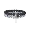 Charm Braceletts Trendy Männer Perlen Armband Splitter Farbe Cross Anhänger Naturstein für Frauen Jesus Gebet Schmuck Schmuck