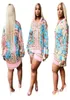 New Arrived Florals Pattern Printed Pink and Yellow Lady Shirt Sets Two Pieces Long Sleeves Long Shirt and Shorts Nightclub Party 4578489