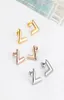 titanium steel letter V earrings stud for women men couples earing brief jewelry accessories2351911