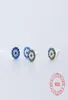 100 Pure 925 Sterling Silver Stud Guangzhou smycken Högkvalitativ blå ond öga Design Studs örhängen Turkiet Gold Plated Earring1819603