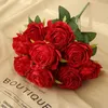 Fleurs décoratives 10 têtes de roses artificielles en soie, pour arrangement de mariage, bouquet de fête, décoration de maison, plantes El, cadeau de saint-valentin