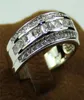 Cluster Rings Men039S Deluxe 10K White Gold Princesscut Sapphire Crystal Gemstone Band Ring Wedding For Men Women Jewelry4307153