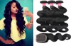 3 Bundles 8A Remy Brazilian Body Wave Straight Loose Wave Kinky Curly Deep Wave With a 4X4 Lace Closure Human Hair Bundles With La7494997