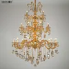 Grandi lampadari di cristallo Lampada a sospensione di lusso in oro reale Villa Soggiorno Decorazione del soggiorno Illuminazione domestica per interni a LED