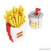 Blokkeert Mini Building Builds Food Fast Food 3D Model Baksten Diy Burger Fries Wijn Miniatuur Puzzel Puzzel Kinderen Assembly speelgoedgeschenken