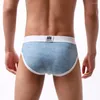 Underbyxor sexiga män trosor brev tryckt sommarsemester badkläder andas shorts låg stigande bekväma stretch spandex
