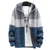 Męskie swetry jesienne zimowe ciepłe sweter z kapturem z kapturem dzianinowy sweter gardłany grubsze kurtki z polaru
