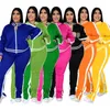 Plus la taille L-5XL deux pièces ensemble femmes survêtement Zip haut rayé fente pantalons de survêtement survêtement tenue correspondant ensemble en gros goutte 240202