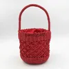 Shoulder Bags ollow Women andbag Summer Woven Bucket Beac Bag andmade Female Straw Boemian Tote Kniing Top-andle Mes BasketH24218