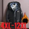 Abbigliamento di grandi dimensioni Uomo Giacca invernale Con cappuccio in pile Caldo lungo Imbottitura Parka Cappotto con collo in pelliccia maschile 150 kg l Plus Capispalla 12XL 240131