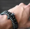 Bracciale da uomo Braccialetti con corona Gioielli guerriero Teschio Scheletro Acciaio al titanio Braccialetti con teschio Gioielli da uomo Halloween Ka25677142632