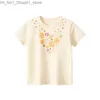 T-shirts 1-9T Infant Gilrs Flower T Shirt Toddler Kid Tshirt Cotton Summer Tee Top Clothes Short Sleeve Childrens Flower T Shirt Outfit Q240218