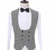 Kontrollera Plaid Suit Vest Men med dubbelbröst för gentleman Single Casual Houndstooth Waistcoat Fashion Costume 240125