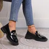 Dress Shoes Ladies On Sale Loafers Women's High Heels Platform Office Pump Women Metal Decoration Round Toe Square Heel