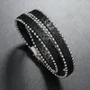 Charm Bracelets Fashion Leather Bracelet Men Full Rhinestone Personalized Wearing Magnetic Buckle Jewelry
