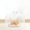 Servis uppsättningar kaka täckplatta lock kupol runda dessert display tallrik akryl transparent