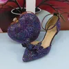 Sandales AB Crystal Rose Purple Bridals Sac à chaussures Bout pointu Été Femme Bride à la cheville Boucle Chaussures de fête Talon haut Femme