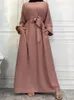 Selle Simple Style Moroccan Dresses Kaftan Turkey Solid Color Gulf Abayas Islamic Women Long Dress Muslim Saudi Robe Ramadan 240125