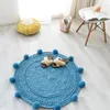 Tapis boule tricoté à la main, rond, pour salon, sol, chevet, baie vitrée, décoration pour enfants, tapis de jeu