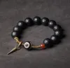 Facettiertes 10-mm-Strang-Armband aus schwarzem Obsidian, gemischte tibetische Perlen, Vintage-verarbeitetes Kupfer, Zen-Heilungsgebetsschmuck für Männer und Frauen2986161719