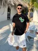 2022 Yaz Paris Erkek Tişörtler Tasarımcı Tee Lüks Akın Mektubu Tişört Tişört Klasik Moda Yeşil Kadınlar Kısa Kollu Pamuk T-Shirt Üstleri