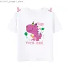 T-shirts Cute Dinosaur Print Shirt Baby Girls 1-12 Birthday T-Shirt Wild Tee Girls Party T Shirt Dino Theme Clothes Kids Gift Tops Tshirt Q240218