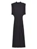 Casual Dresses Long Dress 2024 Spring Autumn Women's Fashion Elegant Clothes Axla vadderade ärmlösa damer Slim Black Party Club Sexig