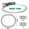 Blocchi tecnici retrò verde treno a vapore city car modello elettrico batteria al litio ricaricabile motore blocchi di costruzione giocattoli per regali ragazzo