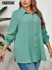 GIBSIE, camisa informal de talla grande con botones lisos para mujer, blusas holgadas de manga larga con cuello para primavera y otoño para oficina, Tops con abertura 240130