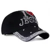 Boll mössor mode Jesus bokstäver hjärtbaseball mössa lyxkvinna y2k fritid hip-pop rhinestone hatt utomhussporter