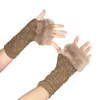 Ubrania etniczne damskie jesień i zimowy wzór motyla wełniany wełniany pół rękawiczki dla kobiet podgrzewany zimno