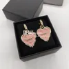 Delicate Stud Chic Heart Shaped Eardrop Trendy Diamond Earrings Party Gift With Box