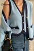 Maglieria da donna Francia Vintage da donna corto lavorato a maglia set da 2 pezzi coreano primavera abbottonato manica lunga cardigan allentato sexy maglione con scollo a V canotta