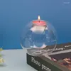 Candele rotonde Spheroid Glass Candlestick trasparente Cavo di Natale Matrimonio soggiorno decorazione per la casa Porta di cera per la casa minimalista